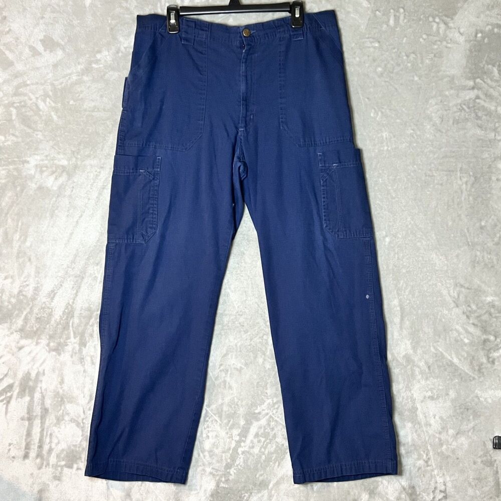 Carhartt Men’s Ripstop Cargo Navy Blue Drawstring Pants Style C54108 Size Large